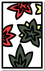 ステッカー風ミニ花札　神無月　紅葉　10月　紅葉のカス