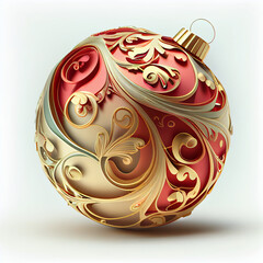 golden christmas ball with ribbon