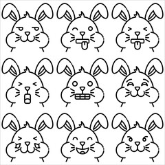 Emoji rabbit icon outline style part two