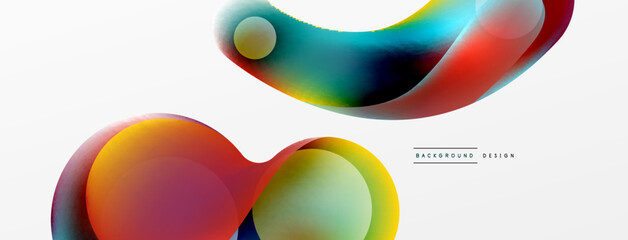 Fluid abstract background, round shapes and circle flowing design for wallpaper, banner, background or landing