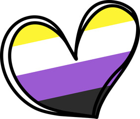 Non Binary LGBT Flag Heart Pride Month