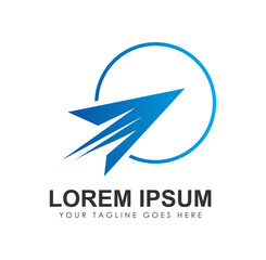 Paper Plane Circle Vector Illustration Logo