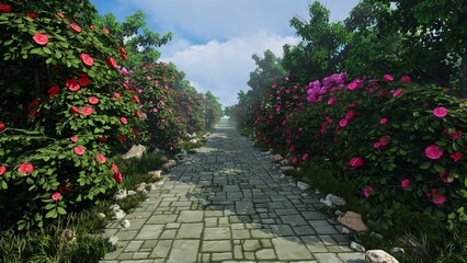 Stone road in the flower park
