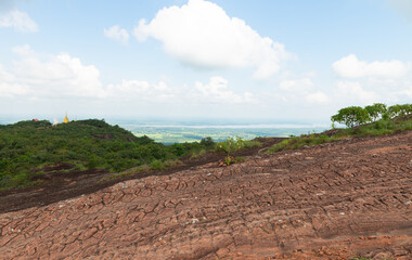 Naga cave, Amazing of Naga scales rock stone mountain in Phu Langka National Park, Bueng Kan of Thailand. 