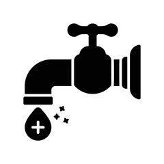 Water faucet icon with drop showing clean and hygienic water