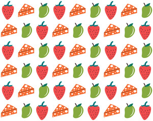 Hand drawn fruits and vegetables seamless pattern background. Abstract doodle organic food pattern background.