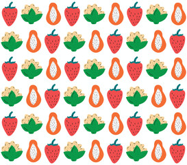 Hand drawn fruits and vegetables seamless pattern background. Abstract doodle organic food pattern background.