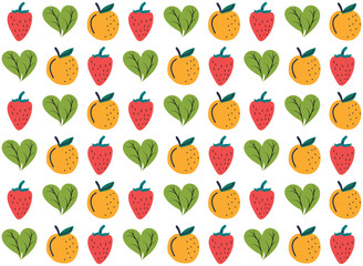 Hand drawn fruits and vegetables seamless pattern background. Abstract doodle organic food pattern background.