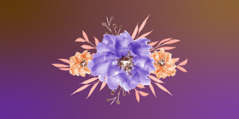 Fototapeta na wymiar Vector seamless beautiful pattern flower and leaves flat background