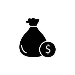 Money bag icon illustration with dollar. Investment symbol. glyph icon style. suitable for apps, websites, mobile apps. icon related to finance. Simple vector design editable