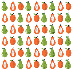 Flat organic doodle pattern background. Hand drawn fruit background. Hand drawn abstract fruit pattern.