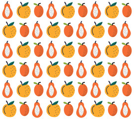 Flat organic doodle pattern background. Hand drawn fruit background. Hand drawn abstract fruit pattern.