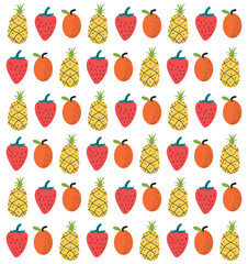Flat organic doodle pattern background. Hand drawn fruit background. Hand drawn abstract fruit pattern.