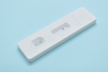 covid test kit on blue background