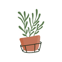 Decorative plants in pots, including a variety of succulents and houseplants, on a shelf in a modern living room with a fireplace and a large window