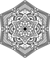 Simple Mandala coloring book design for beginners, seniors and children. Basic Mehndi flower pattern for Henna drawing and tattoo. Decoration in ethnic oriental, Indian style.