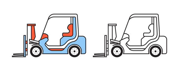 Forklift flat icon. collection high quality outline symbol for web design or mobile app. Forklift thin line signs for design logo, visit card, etc. Outline pictogram. colorful and monochrome colors.