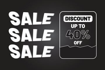 Discount up to 40 percent off banner