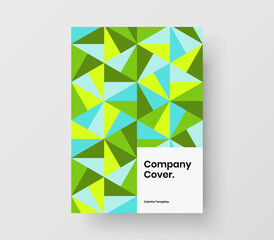 Trendy company brochure design vector concept. Clean geometric hexagons annual report illustration.