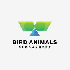 bird animals logo design gradient illustration