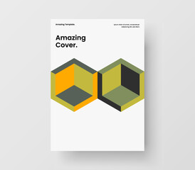 Original book cover A4 design vector concept. Creative geometric hexagons placard illustration.
