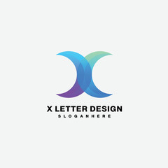 x letter design logo gradient colorful initial