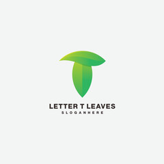 letter t leave icon design gradient color