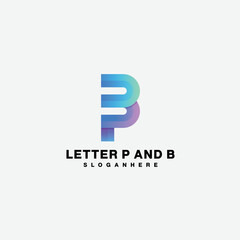 initial p and b logo icon design color