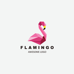 origami flamingo design vector logo color icon © Norin