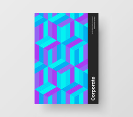 Premium company brochure A4 design vector illustration. Isolated mosaic pattern flyer template.