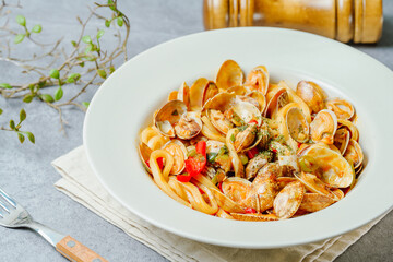 Spicy and delicious Chinese food Clam Mara stir-fried noodle dish