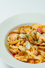 Spicy and delicious Chinese food Clam Mara stir-fried noodle dish