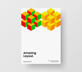 Minimalistic booklet A4 vector design layout. Colorful mosaic tiles presentation template.