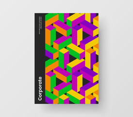 Modern geometric tiles poster layout. Clean journal cover A4 design vector concept.