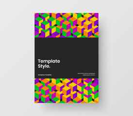 Unique geometric pattern book cover illustration. Premium corporate brochure A4 design vector template.