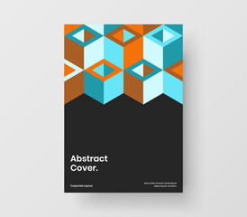 Simple geometric tiles front page concept. Minimalistic catalog cover A4 vector design layout.