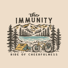 mountain illustration immunity graphic forest design bicycle vintage camp outdoor © kaboet
