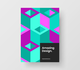 Multicolored placard A4 vector design concept. Amazing geometric pattern corporate identity template.