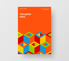 Fresh leaflet A4 vector design layout. Vivid mosaic pattern magazine cover template.