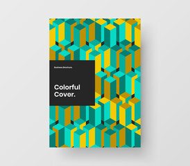 Clean journal cover A4 design vector concept. Creative mosaic hexagons placard layout.