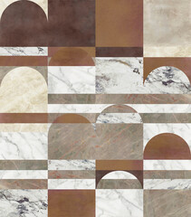 Fototapeta na wymiar Creative patchwork pattern stone ceramic wallpaper design. White marble