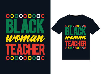 Black Woman Teacher illustrations for print-ready T-Shirts design