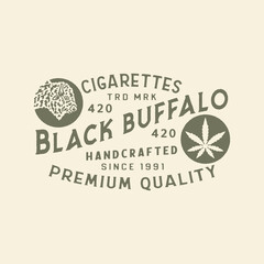 logo cannabis buffalo graphic emblem design badge hemp illustration nature vintage
