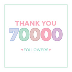 celebration 70000 subscribers template for social media. 70k followers thank you
