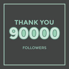 Thank you 90000 followers congratulation template banner. 90k followers celebration
