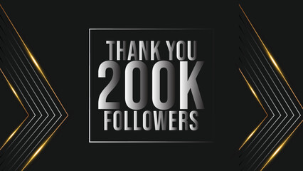 Thank you 200000 followers congratulation template banner. 200k followers celebration
