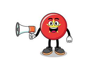 vietnam flag cartoon illustration holding megaphone