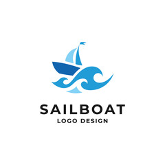 sail boat for transportation or travel logo design
