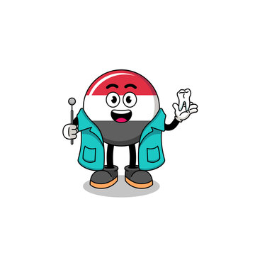 recommend clip art: Illustration of yemen flag mascot as a dentist