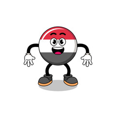 yemen flag cartoon with surprised gesture